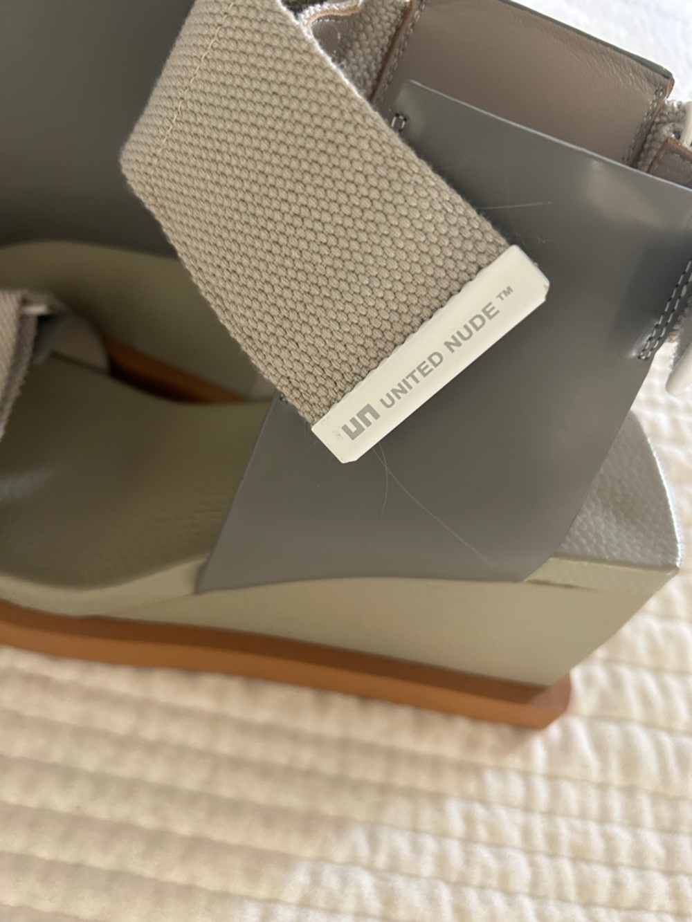 United Nude Neutral Gray-Tan Wedge Sandals - Picture 2 of 5